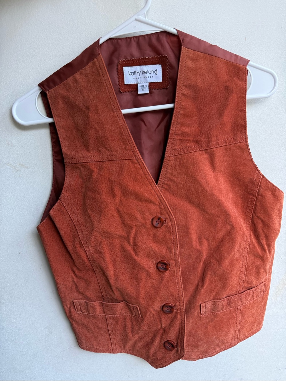 kathy ireland Rust Suede Button-Front Vest